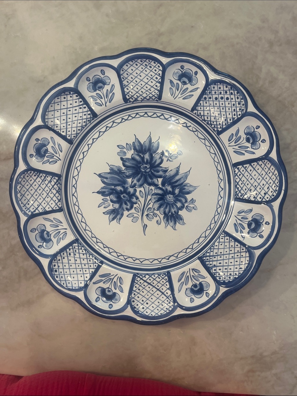 Blue Floral Ceramic Serving Plate - Classic Delft-Style Design